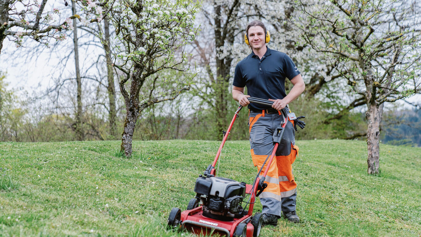 Der Rasen wird gemäht