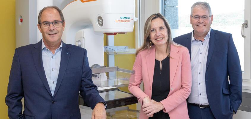 Gute Kooperation: KSB-CEO Adrian Schmitter, Prof. Rahel Kubik (Chefärztin Radiologie am KSB) und René Huber, Direktor Asana...