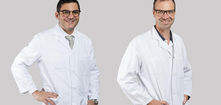 Die beiden medizinischen Aushängeschilder des KSB-Bauchzentrums: Prof. Antonio Nocito, Chefarzt Chirurgie (links), und PD Ma...